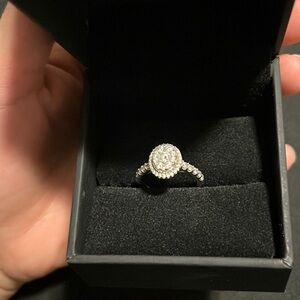 1 CT. T.W. Composite Oval Diamond Frame Bridal Set in 14K White Gold